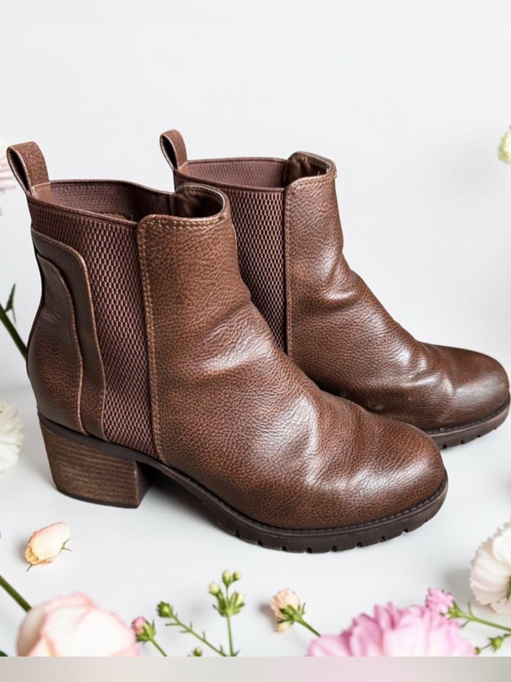 MIA Brown Leather Ankle Boots